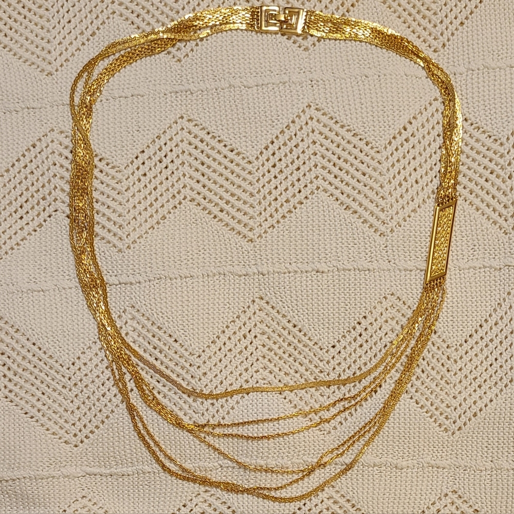 Stunning Vintage MONET 6 Layer 30" Gold Tone Chain Necklace